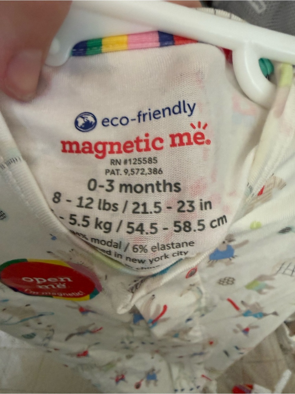 MagneticMe Cream Baby One-Piece with Colorful Animal Print - Picture 3 of 3